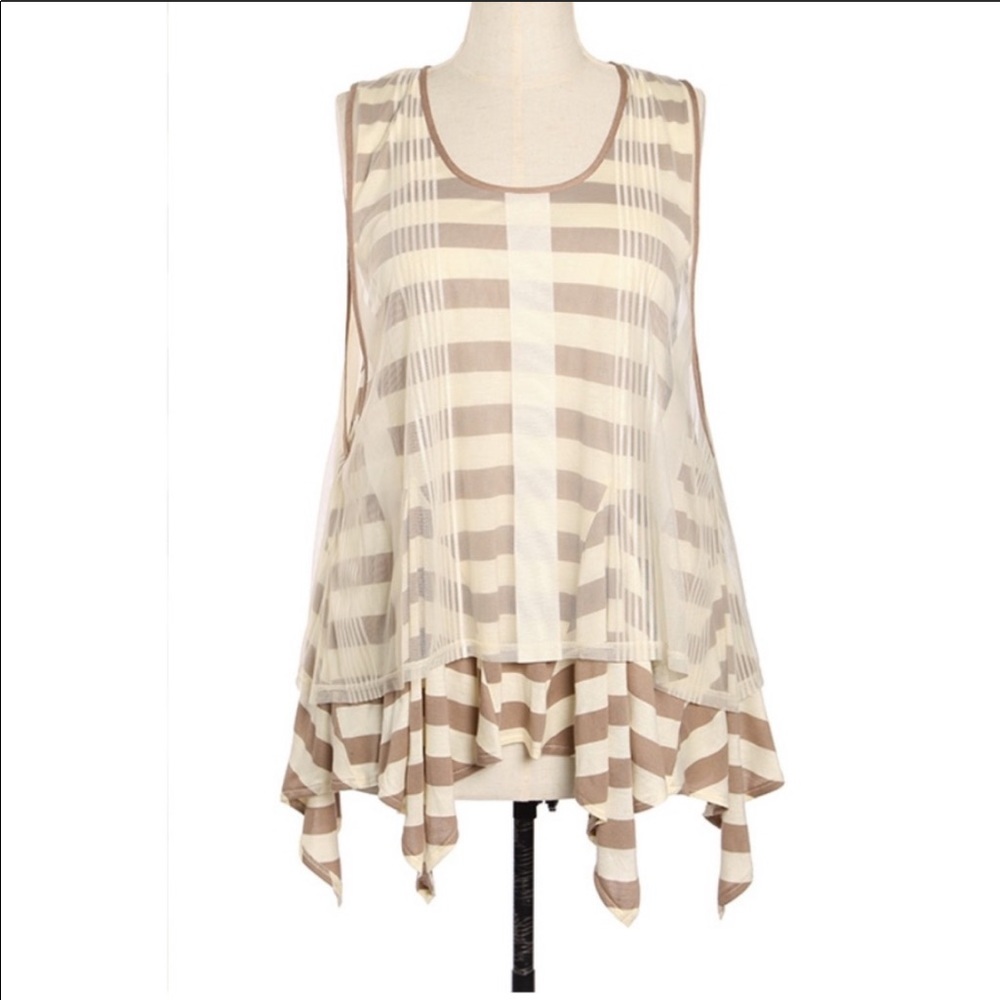 NWT Ryu Bow Tie & Tulle Overlay Shark Tooth Hem Tunic Size 2X